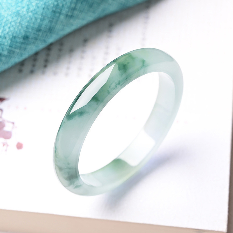 Gelang jadeite untuk wanita jade es dari tambang kuno dengan motif bunga gelang jadeite Burma ukuran
