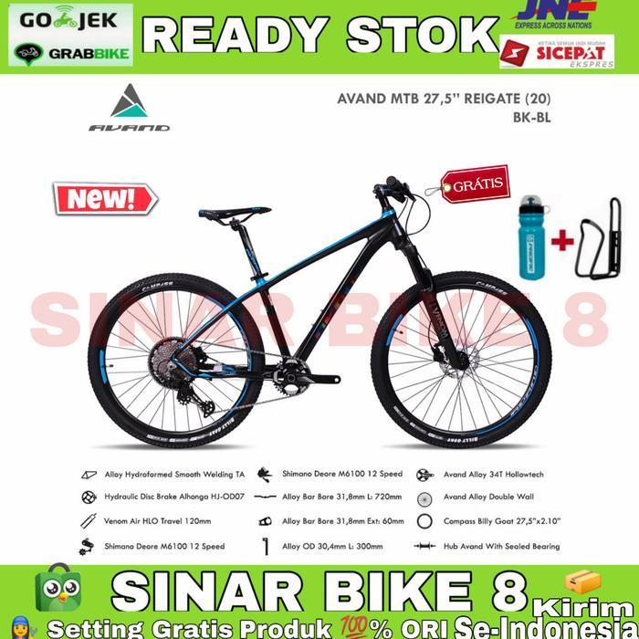 Sepeda Gunung 27,5 Inch MTB AVAND REIGATE 12 Speed Deore Rem Hoidrolik - BK-BL - BK-BL