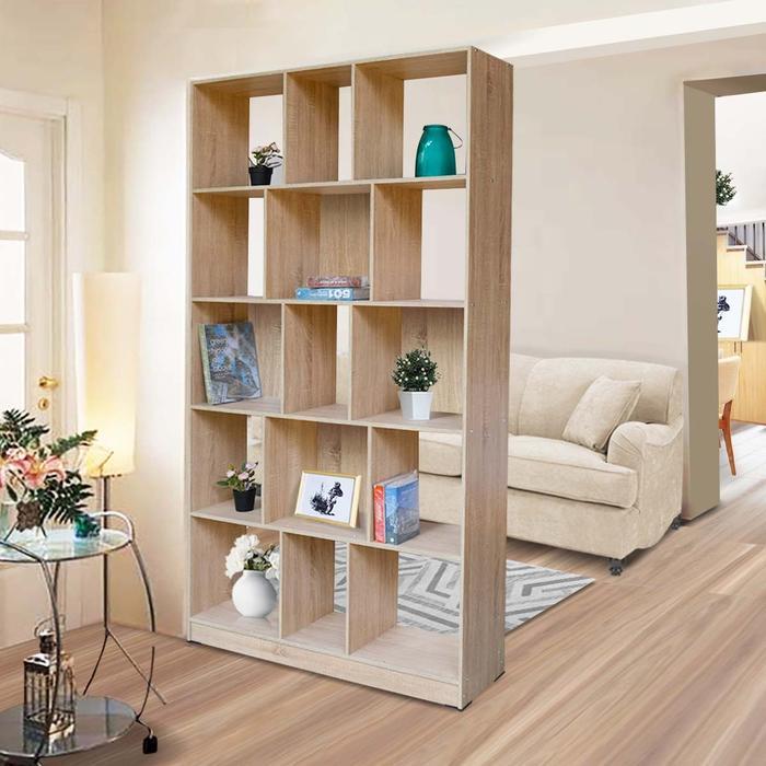 DALTON Rak Buku Kayu Lemari Pajangan Partisi Serbaguna Modern Minimalis - Partisi