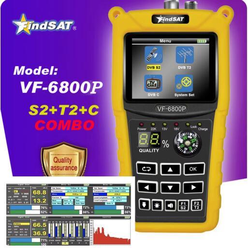 Findsat VF-6800P gital Satellite TV Finder Combo Support DVB-T2/DVB S2/DVB C Sat Finder Meter For Sa