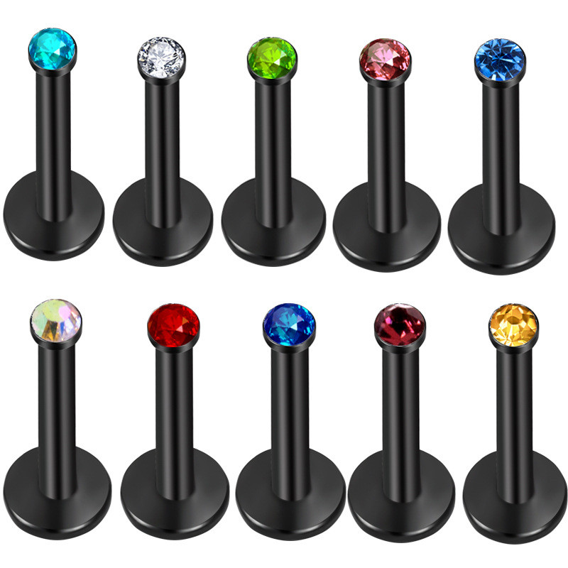 Stainless Steel Lip Stud Flat Bottom Mini 2mm Kepala Berlian T Rod Tulang Telinga Stud Anting Kecil 