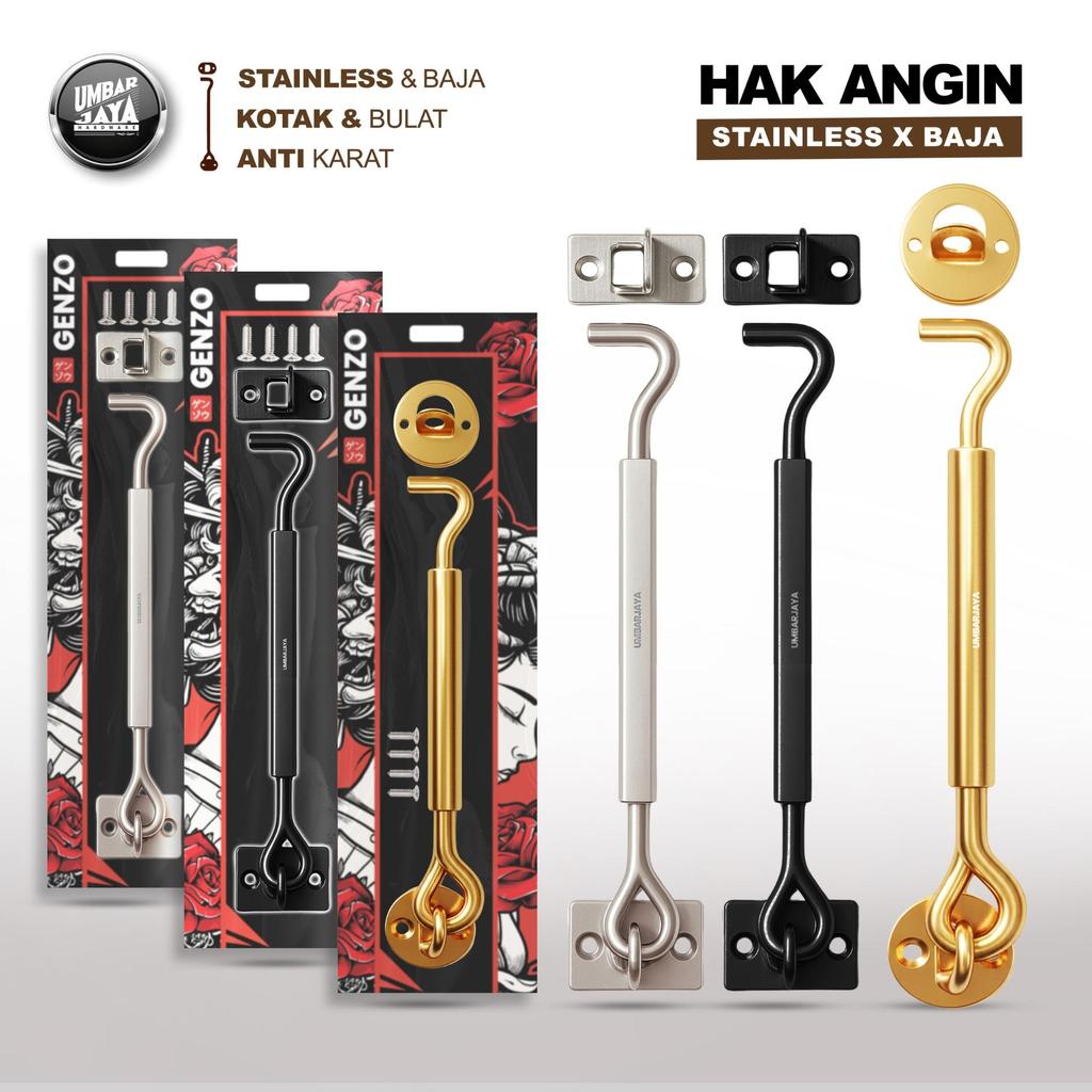 Genzo Hak Angin Jumbo Model Kotak & Bulat Cantolan Jendela Baja Solid Warna Silver Gold Hitam Putih 