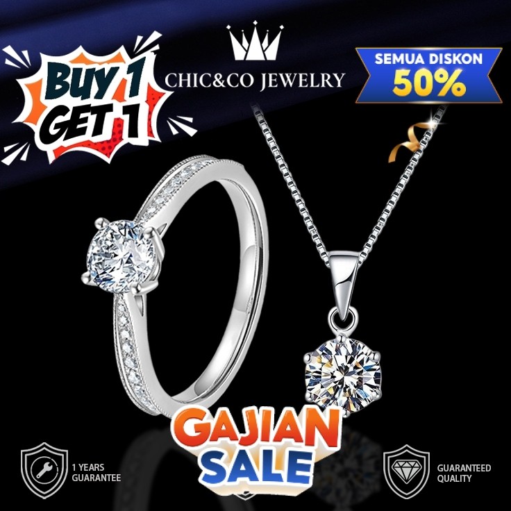 Chicco Jewelry  Buy 1 Get 1 Set Cincin + Kalung Elegant Couple Cincin Adjustable dengan COD 07+09