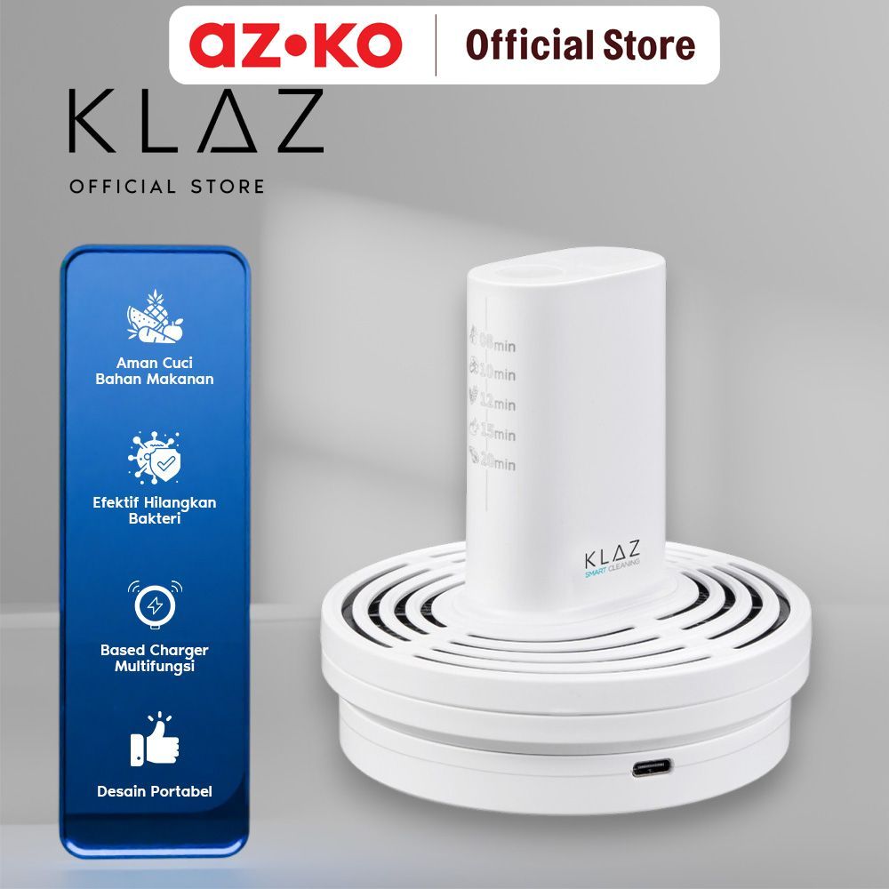 AZKO Klaz Pembersih Digital Ultrasonik Cordless Cleaner Ultrasonic Alat Pencuci Makanan Perlengkapan