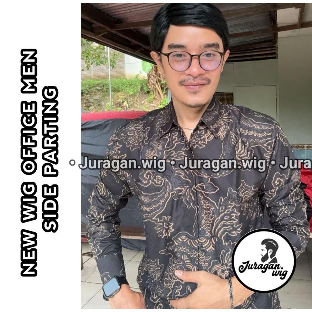 Wig Pria Rambut Pendek Model Kantoran Belah samping