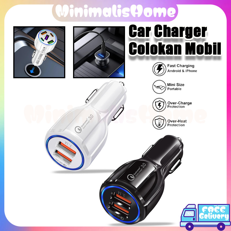 Car Charger Colokan Mobil 2 Ports/Fast Charging Charger/3in1 Cable Fast Charging Charger Mobil