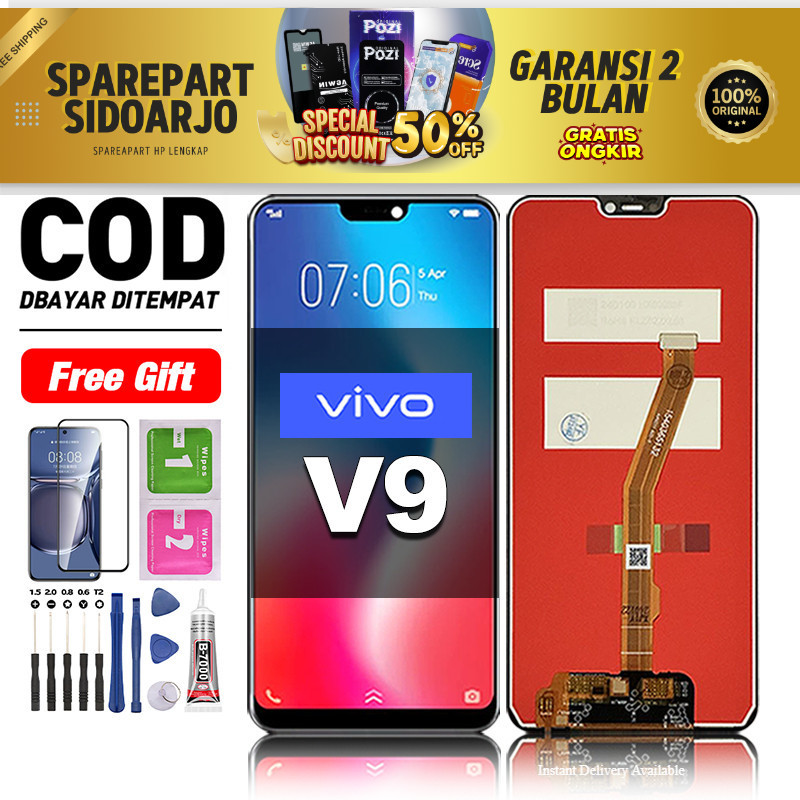 LCD VIVO V9 Fullset hp layar Touchscreen untuk Glass Touch Screen Digitizer COD original free lem-as