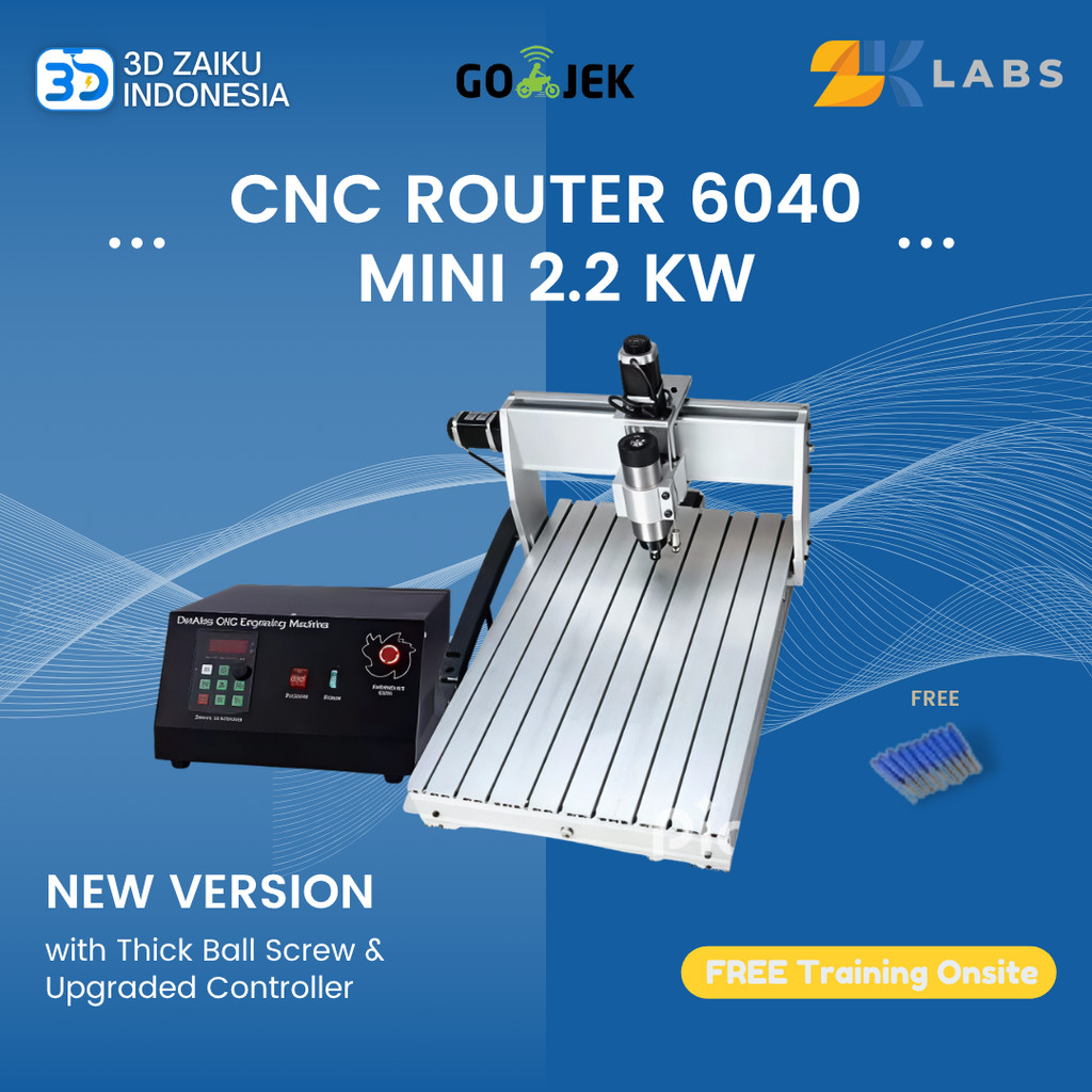 Zaiku CNC Router 6040 Mini Mesin CNC PCB Milling with 2.2 KW Spindle