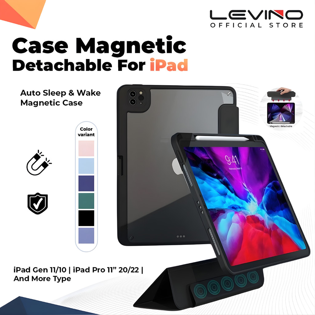 LEVINO iPad Case Magnetic Detachable for Ipad Air 3/4/5 Gen 7/8/9 iPad Pro 11" 2018/2021/2022
