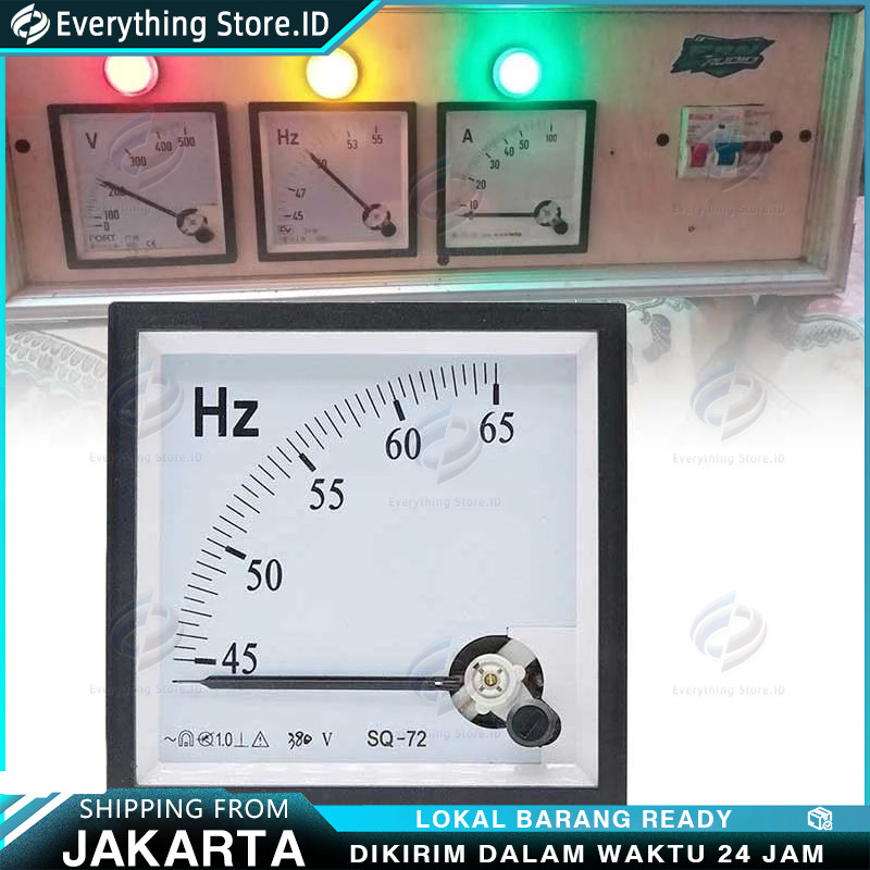 Hz Meter Analog 72x72 / Frequency Meter Analog 45-65 Hz / Frekuensi Frequency Hz Meter Jarum 96X96