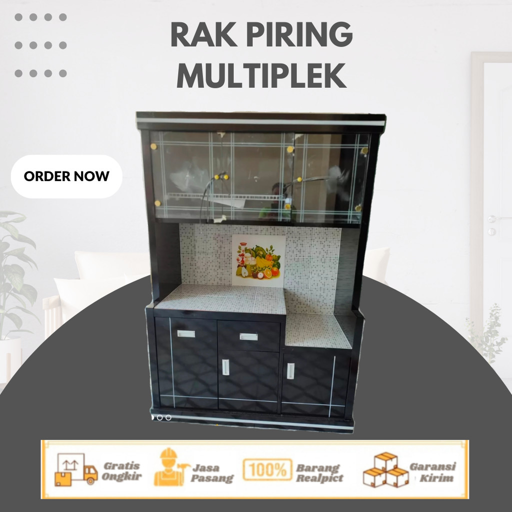 [GRATIS ONGKIR] Rak Piring Kayu 3 Pintu / Rak Dapur 3 Pintu / Rak Piring Minimalis