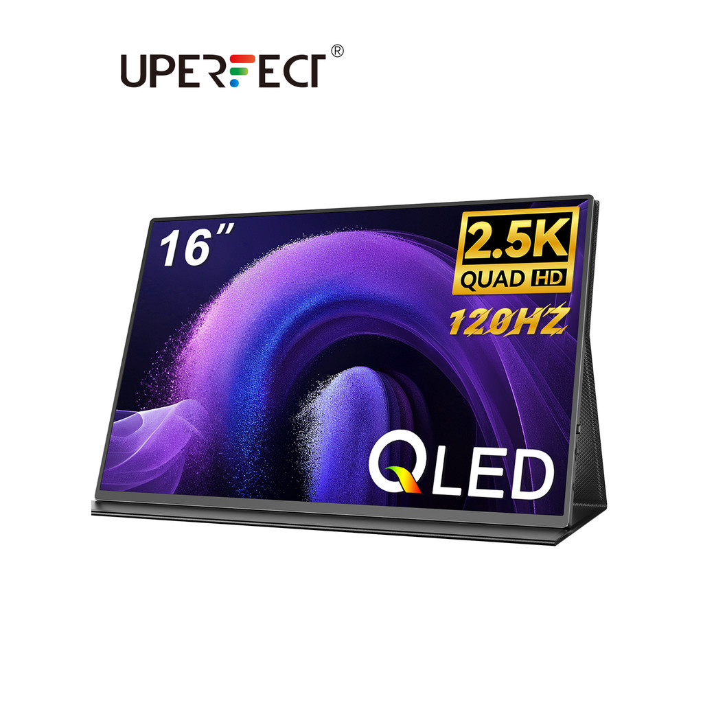 UPERFECT 2.5K Portable Monitor 16" QLED 2560x1600 100%sRGB HDR USB-C HDMI Second Laptop Computer Gam
