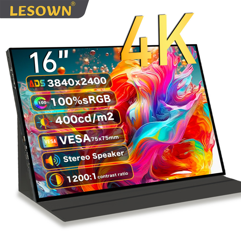 LESOWN Portable Monitor 4K / 1080p 16 18 In Auxiliary IPS Computer External Travel Second Adtional P