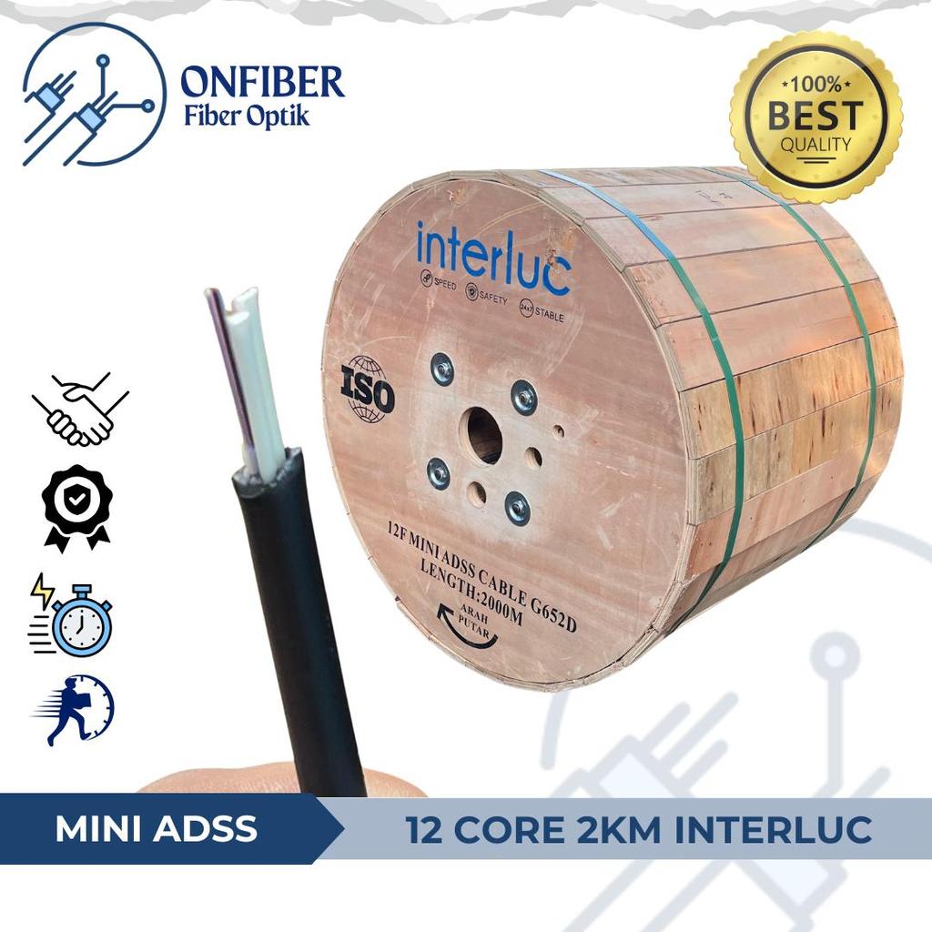 INTERLUC Mini ADSS 12 Core / KU 12Core Mini ADSS Kabel Mini ADSS 12C 2KM G652D INTERLUC