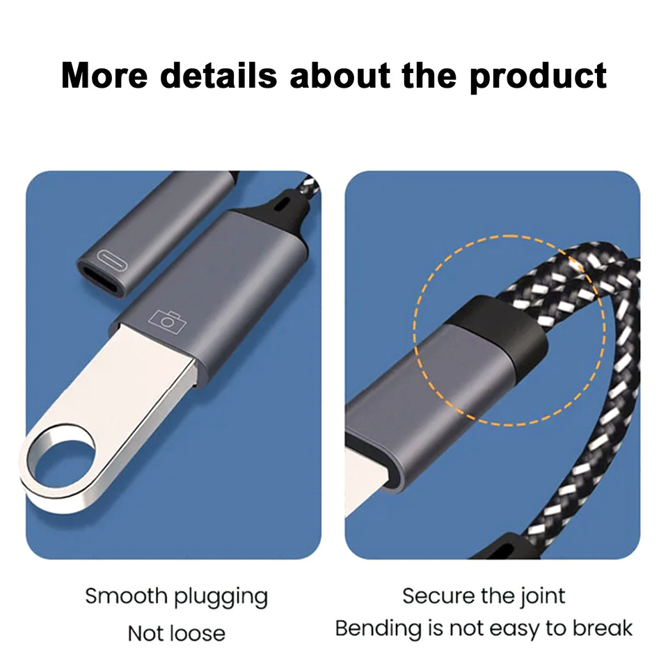 2 In 1 Type C Adapter Type-C To USB A/C Splitter Headphones Jack Audio Adapter PD Fast Charger For i