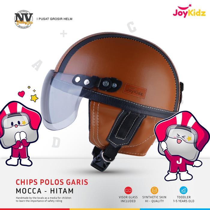((Zacro Store) (Zacro Store) (Zacro Store) Helm Anak Retro Chips 1 2 3 4 5 Tahun Polos Garis Kaca Si