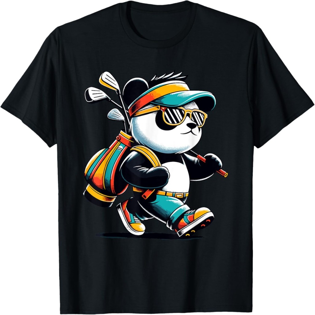 Golf Novelty Panda Golfing Pria Wanita Anak-anak Lucu Golf Kaos