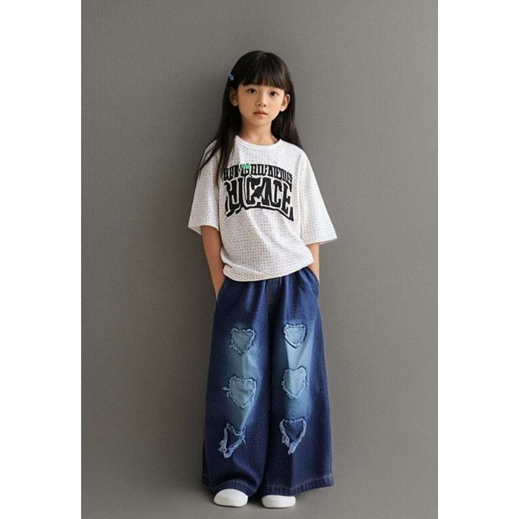 Celana Jeans Anak Cewe Kulot Love