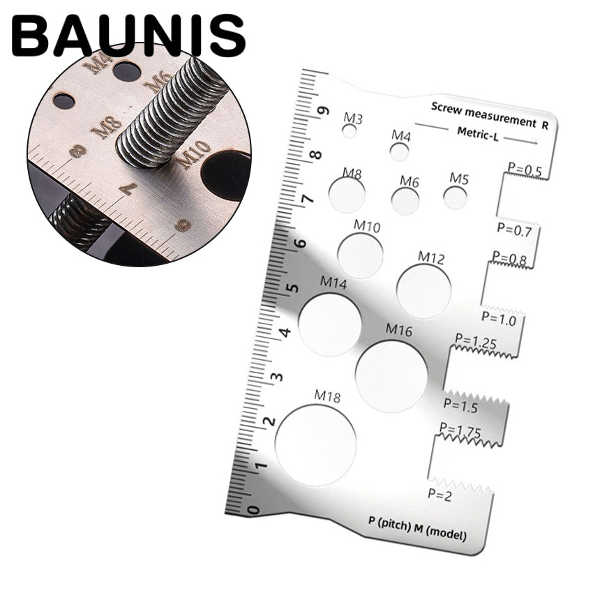 Baunis Alat Ukur Baut Dan Mur Stainless Steel Alat Ukur Lubang Mata Bor Portable Nut Bolt Gauge