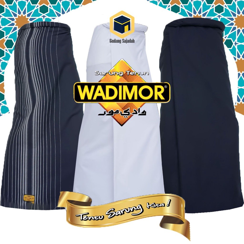 Sarung WADIMOR HITAM PUTIH Polos Tumpal Bahan Katun Adem dan Lembut Ukuran Dewasa
