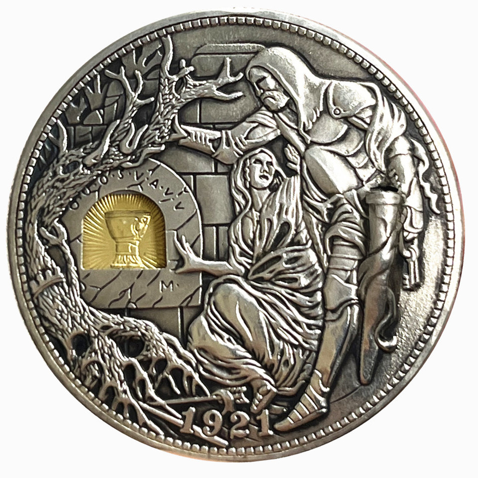 Movable Mechanism Holy Grail Coin Hobo Nickel Morgan Dollar Roman Booteen Wandering Removeable Sword
