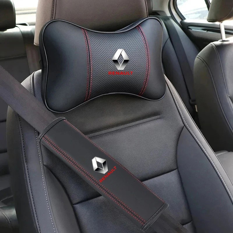 Car Universal Seat Headrest Double Side Pu Leather Neck Memory Pillow Head For Renault Grand Scenic 
