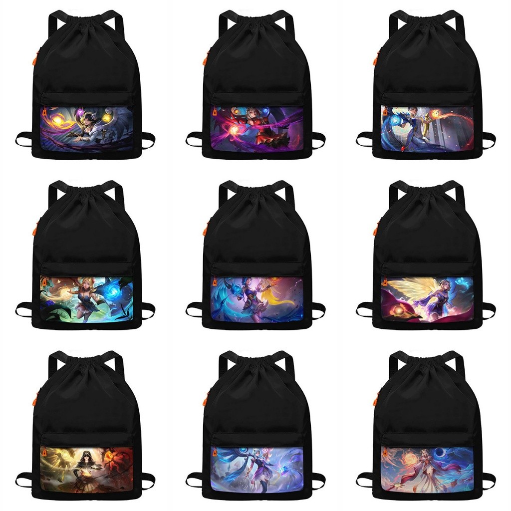 Tas Ransel Kerut Bahan Kanvas Waterproof Pria Wanita Motif Lunox MLBB Mobile Legend