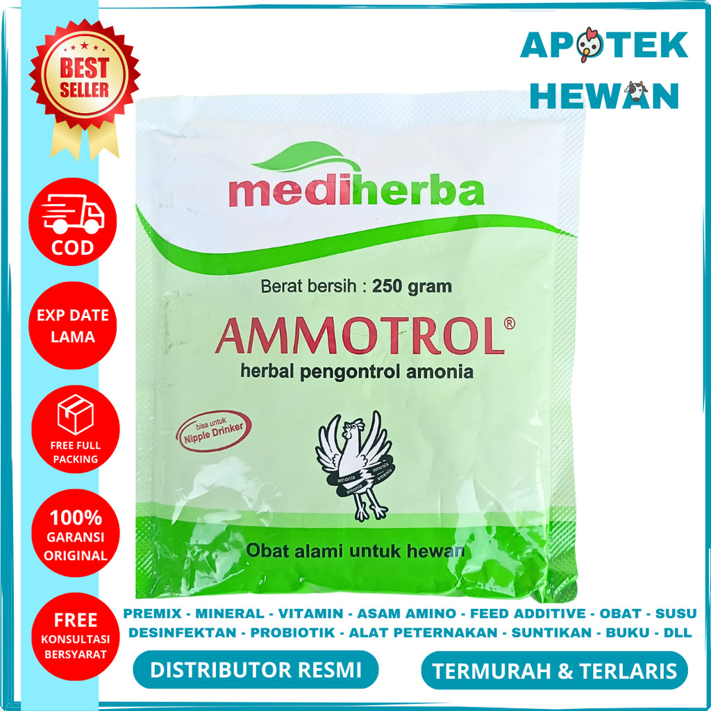 AMMOTROL 250 GRAM MEDION - Obat Herbal Penghilang Bau Kotoran Ayam Sapi Semua Hewan