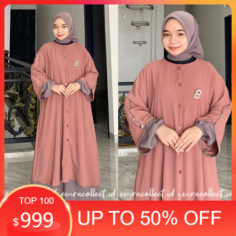 PROMO SAMIRA DRESS SET ROK TUNIK SYAR’I SETELAN ROK MUSLIM SYAR’I TUNIK MELAYU JUMBO CRINKLE AIRFLOW