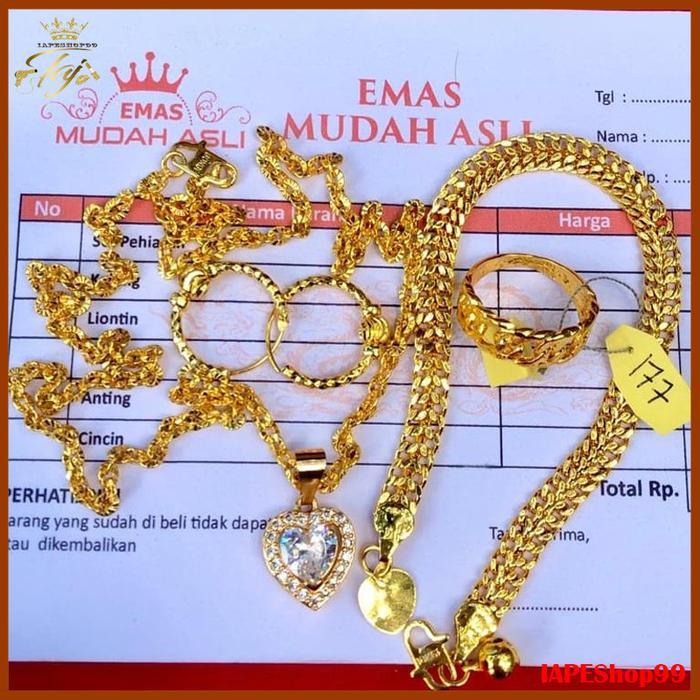 Set perhiasan emas kadar 700 gold 24k lapis emas mudah kadar 17,7 Ada Surat