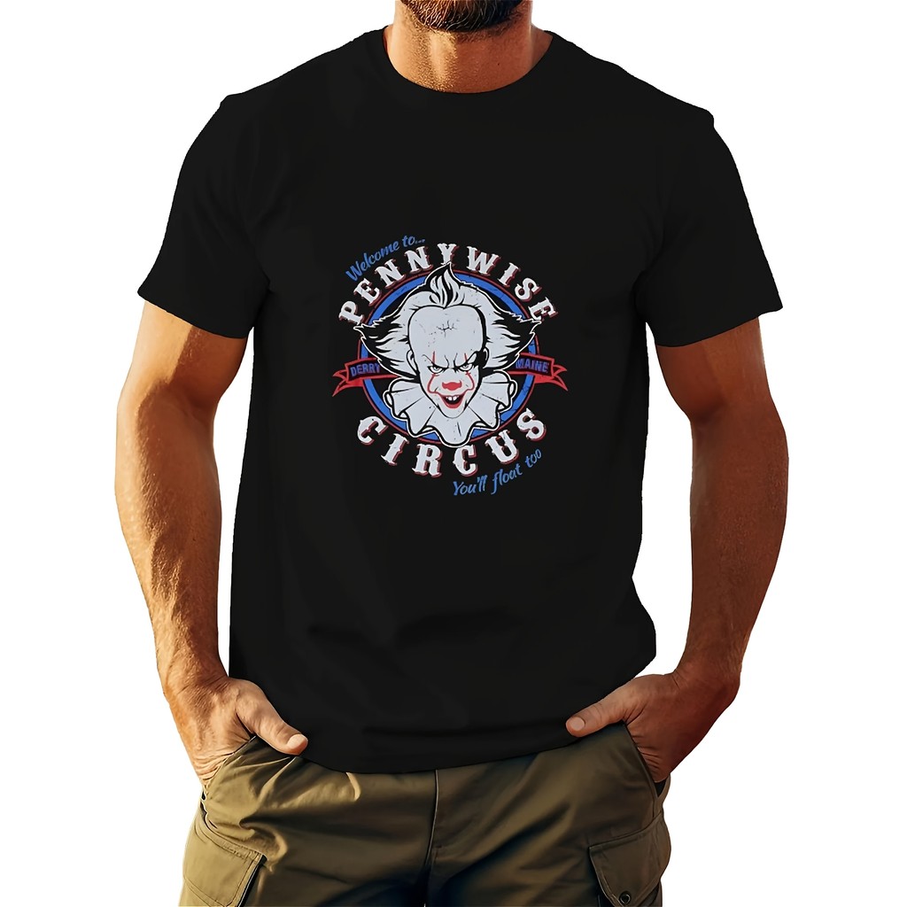 Kaos Pennywise Sirkus Pria Wanita, Katun 100%, Adem, Lengan Pendek Santai