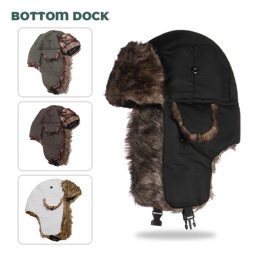 Topi Winter Ushanka Rusia Bomber Hat Topi Musim Dingin Pria Wanita Warm Outdoor Ski Hat Bulu Tebal A