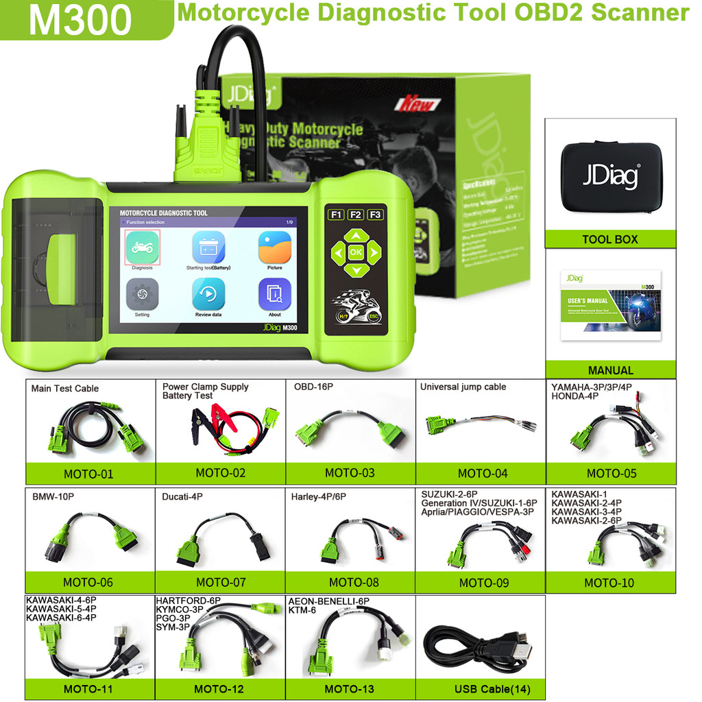 2025 JDiag M300 OBD2 Scanner Motorcycle Diagnostic Tool Moto Scanner Fault Code Read ABS Engine For 