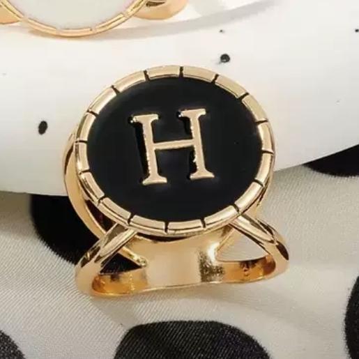 bros hijab cincin / ring hijab model bulat huruf H - Hitam