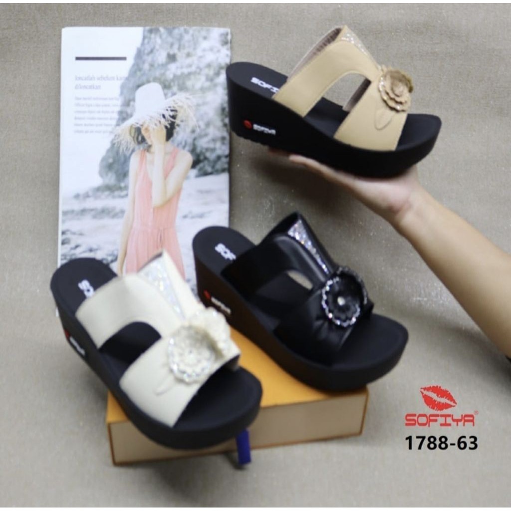 SOFIYA ORI 1788 63 SANDAL WEDGES WANITA IMPORT / SENDAL SELOP SLOP 5CM