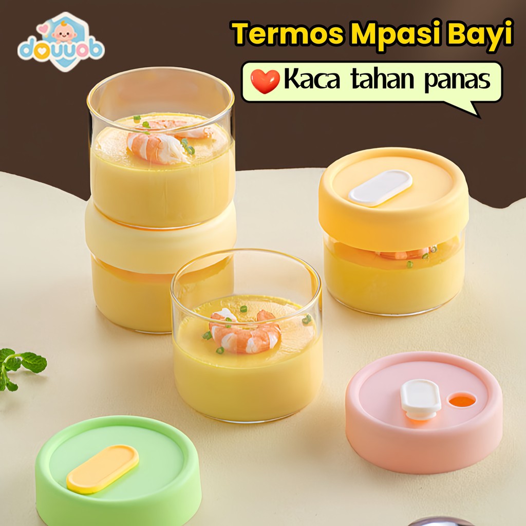 Douuob Wadah Mpasi Tahan Panas Bpa Free/Wadah Mpasi Kaca/Tempat Susu Formula Bayi/Wadah Mpasi Bayi