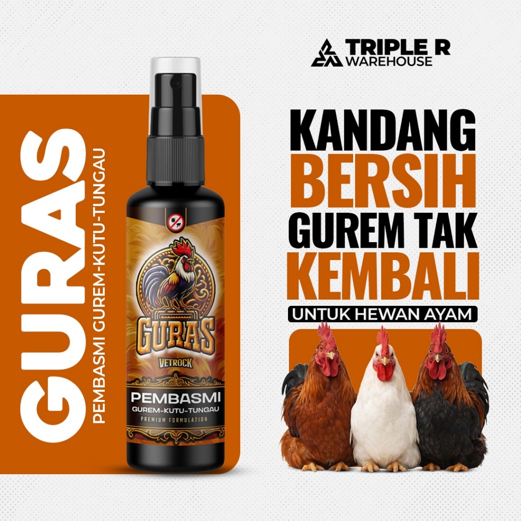GURAS Spray 100ml – Obat Gurem Ayam, Kutu Burung & Jamur Unggas | Semprot Pembasmi Gurem Bebek, Ayam