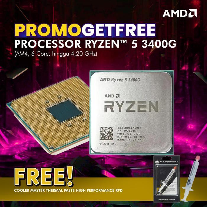 [PROMO BUNDLE & PROMO FREE-AN] AMD CPU PROCESSOR RYZEN 5 3400G RADEON VEGA 11 (4C/8T + 3.7-4.2GHZ + 