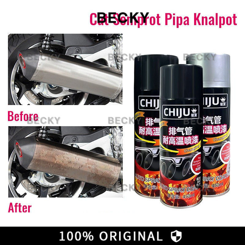 BECKY Tahan suhu tinggi 800° 400ML cat knalpot anti panas untuk Mesin Knalpot kompor dll Cat Pilok