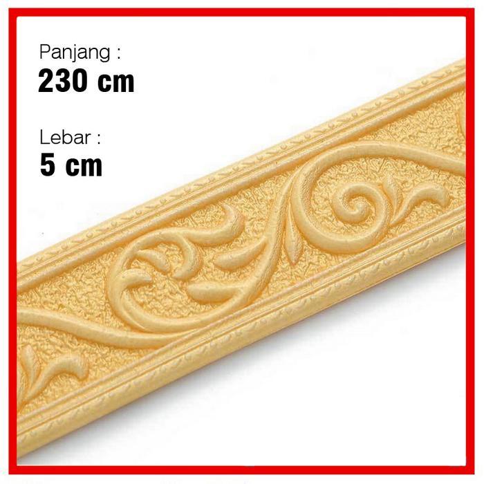 PROMO VW PAKET 10 LEMBAR List Wallpaper Foam 3D 230cm x 5cm - LIST 5CM  GOLD, 10 LEMBAR