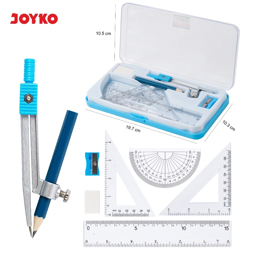 JOYKO Jangka Set MS-82 Penggaris Jangka Satu Set Lengkap
