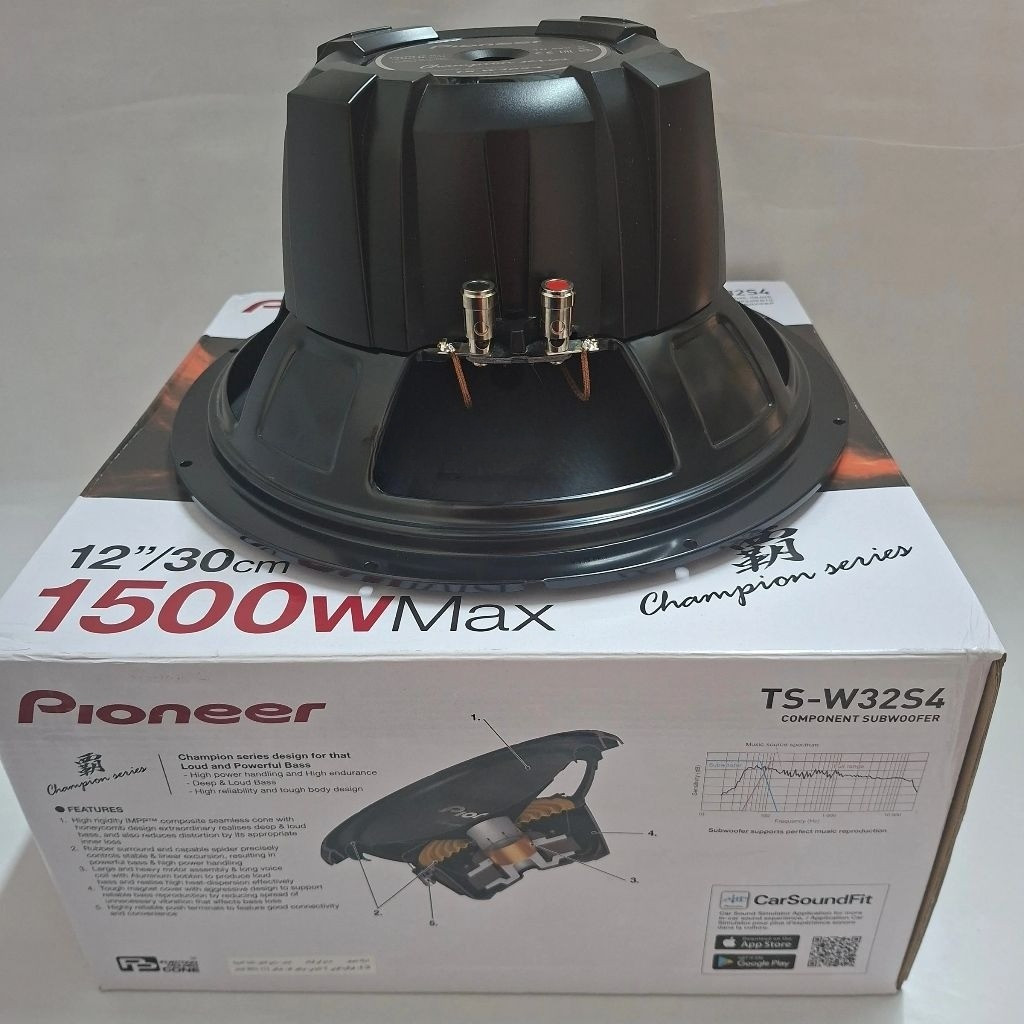 Subwoofer Mobil 12 Inch Pioneer TS-W32S4 Champion Series 500W RMS - Subwofer 12"