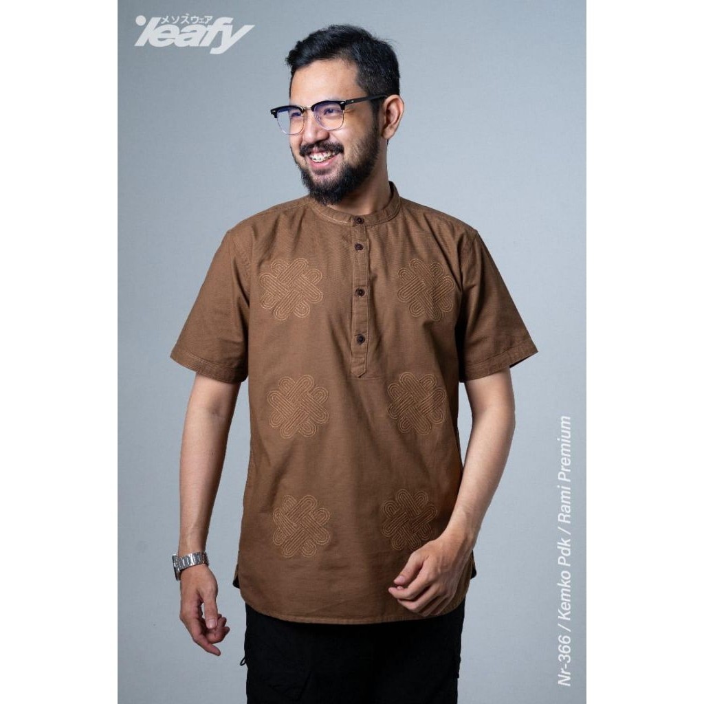 PROMO Baju Koko Pendek Pria Leafy KEMKO Bordir – Model Distro Modern & Nyaman