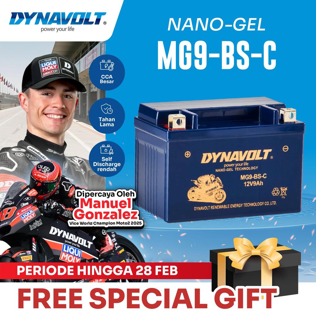 DYNAVOLT Aki Motor YAMAHA T-Max 500, dll | Nano-Gel MG9-BS-C | 9 AH 260 CCA