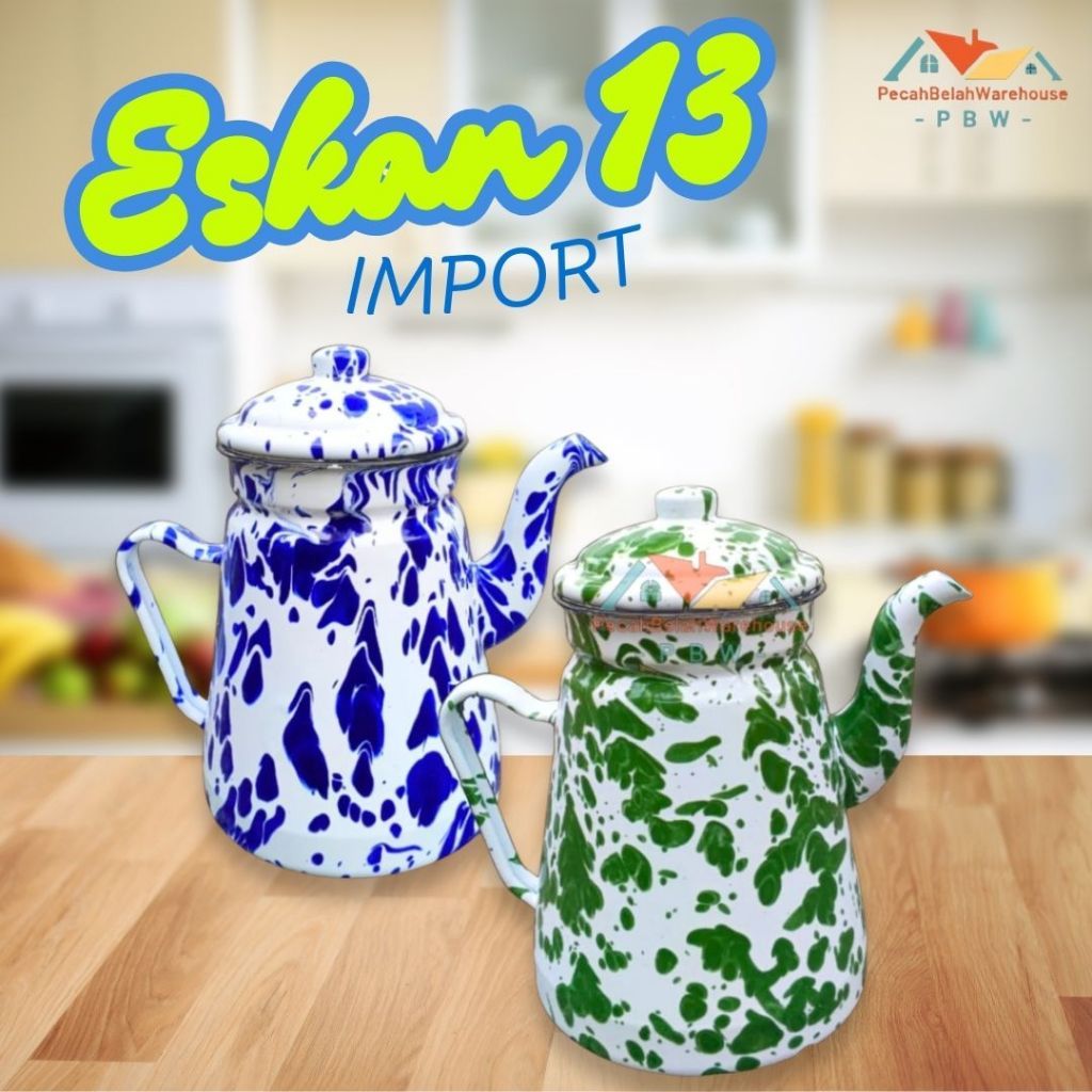 Promo Eskan 13 Blirik Import Enamel / Teko Enamel Blirik 2L Import / Teapot Enamel Blirik sesuai eta