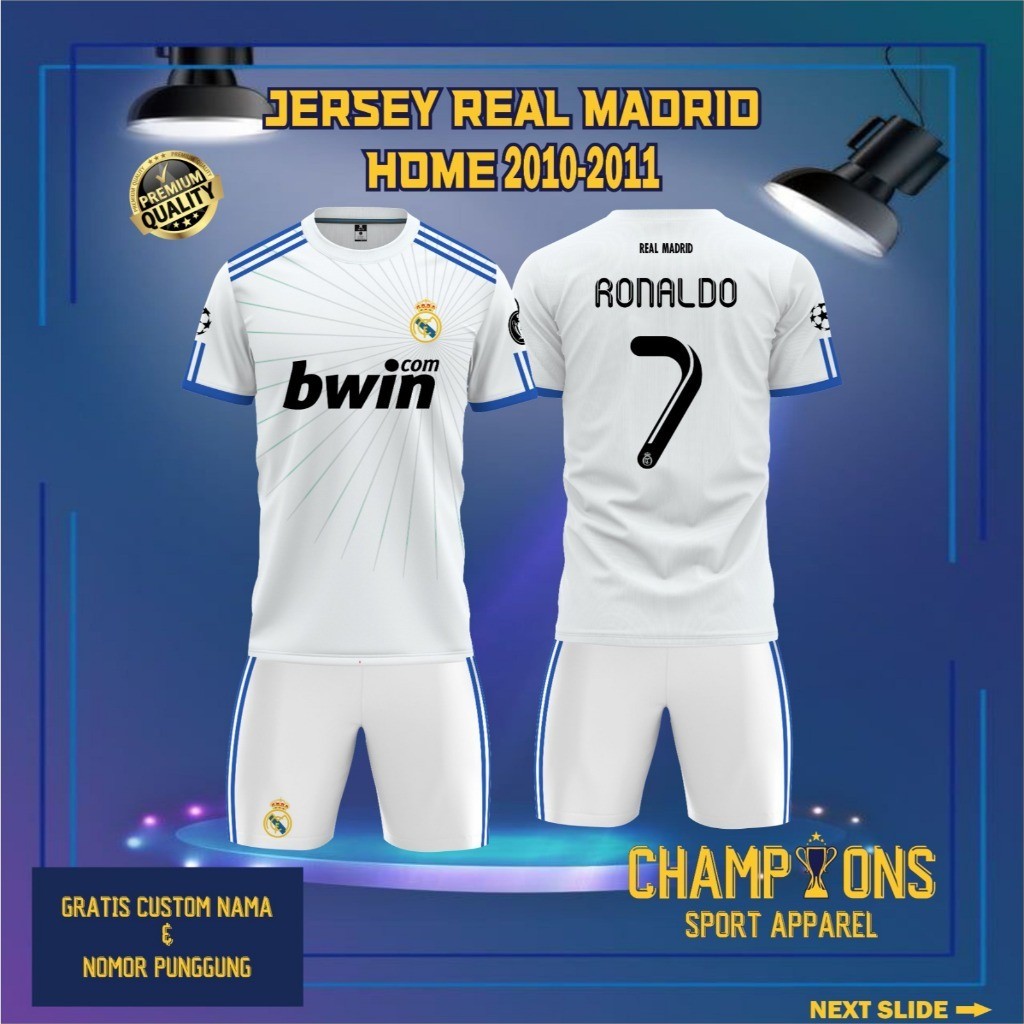 Jersey Sepak bola custom Real Madrid Home 2010 2011 – Full Printing Dryfit Milano | Nama & Nomor