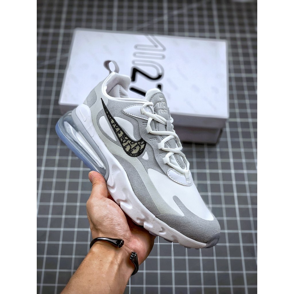 Sepatu Nike Air Max 270 React Dior Grey White CW3094-100 Pure Original QR Code Asli