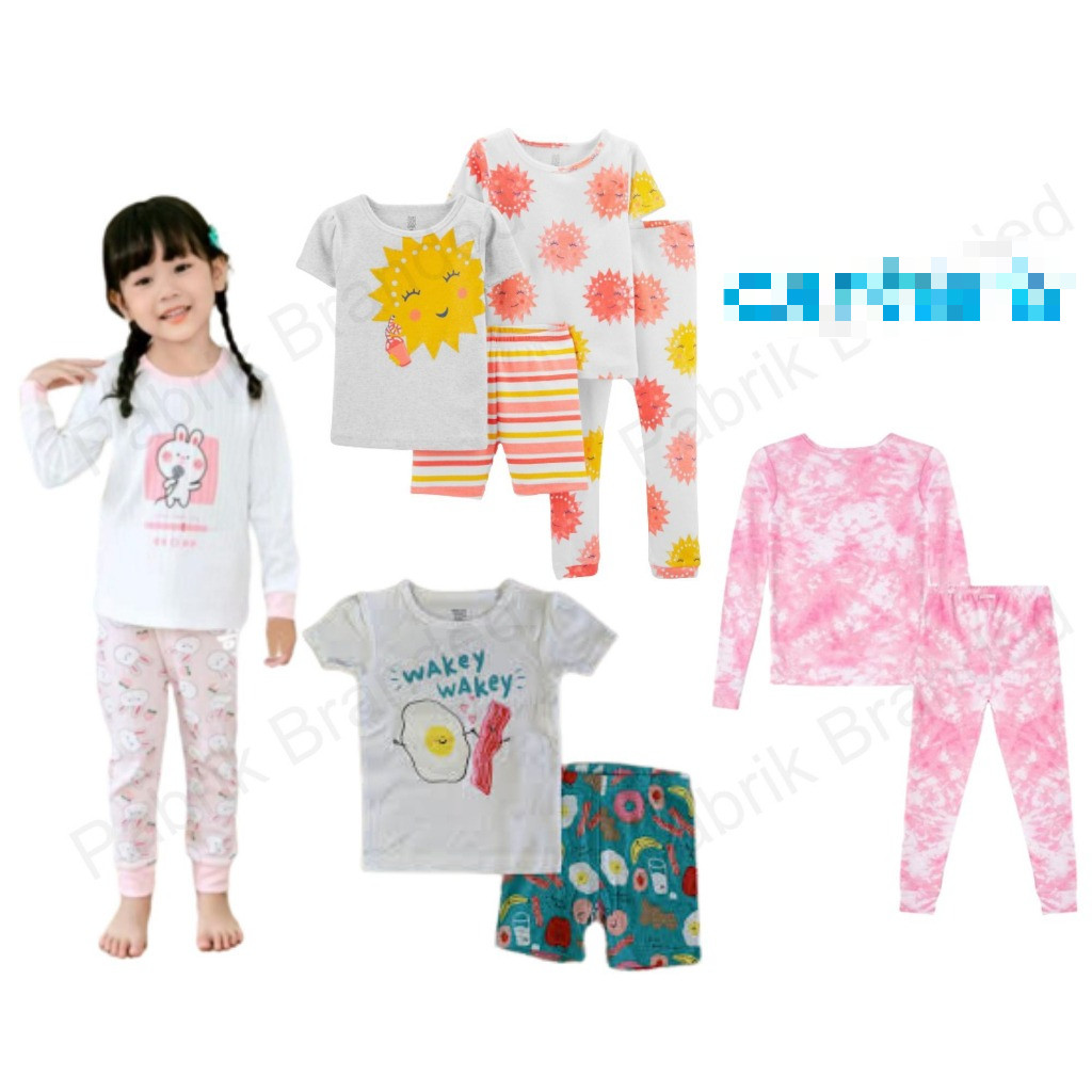 Pabrik branded Crtrs pyjamas girls C2 18 month bulan 3 4 12 year tahun pink putih hijau tosca mataha