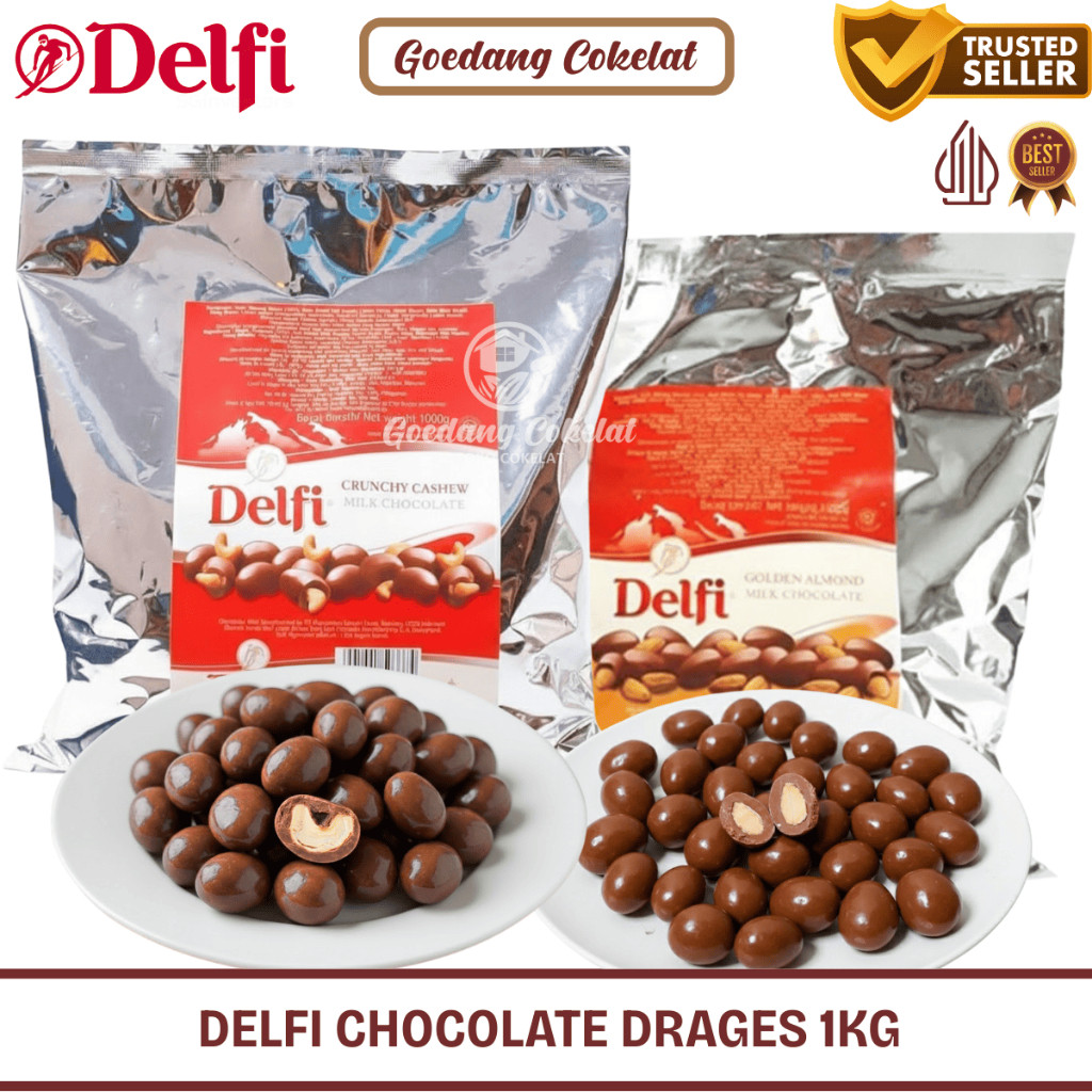 Coklat Delfi Kiloan 1Kg Dragees Almond Cashew Original Halal Snack Lebaran Grosir