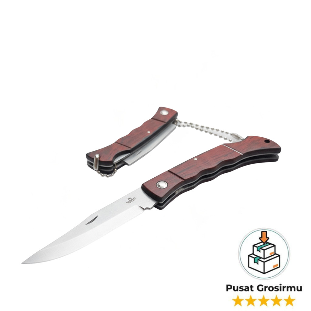 Pisau Lipat Gunung 15cm Handle Kayu Klasik Sangat Tajam
